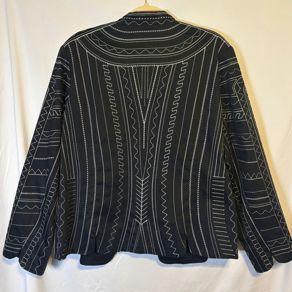 Izaro Embroidered Boho Jacket Black White Geometric XL - Picture 2 of 8